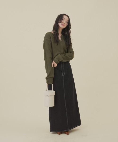 GIUNON(ジウノン)の「knit cardigan / ニットカーディガン(カーディガン/ボレロ・レディース・ブラック/グリーン・FREE)」の10枚目の写真