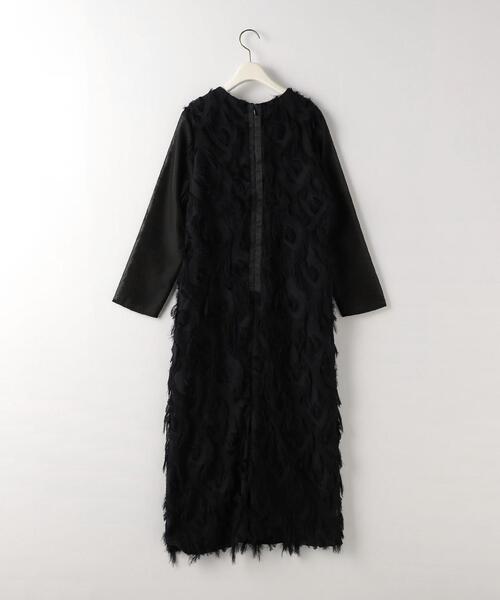 UNITED ARROWS フリンジ ジャカード ソデ　シアー　ワンピース green label relaxing（グリーンレーベルリラクシング）の「フリンジ