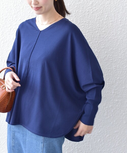 SHIPS(シップス)の「*〈手洗い可能〉Vネックドルマンニットプルオーバー◆(ニット/セーター・レディース・ネイビー/ライトグレー/グリーン/レッド系/ブラック・ONE SIZE)」の7枚目の写真