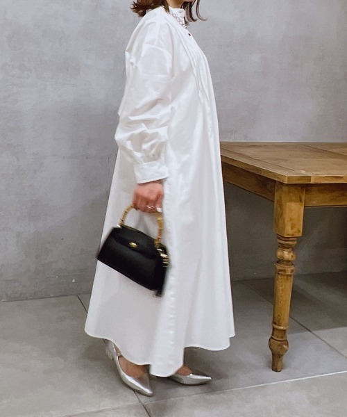 un dix cors(アンディコール)の「レースアップシャツワンピース(シャツワンピース・レディース・ブラック/ホワイト/グリーン・FREE)」の14枚目の写真