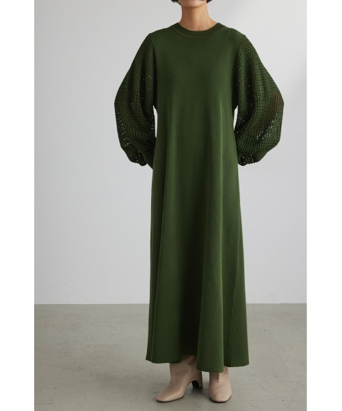 STYLEMIXER(スタイルミキサー)の「クロシェスリーブニットワンピース(ワンピース・レディース・グリーン/アイボリー/ネイビー・SMALL/MEDIUM)」の14枚目の写真