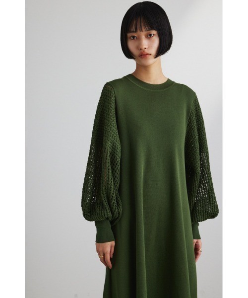 STYLEMIXER(スタイルミキサー)の「クロシェスリーブニットワンピース(ワンピース・レディース・グリーン/アイボリー/ネイビー・SMALL/MEDIUM)」の15枚目の写真