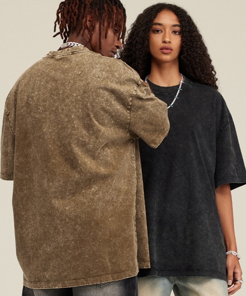 Ressaca(レサーカ)の「オーバーサイズ ユーズド加工 半袖 クルーネック無地Tシャツ(Tシャツ/カットソー・メンズ・カーキ/ブラック/ライトブルー/チャコールグレー/ベージュ/パープル/ブラウン/ピンク・S/M/L/XL)」の14枚目の写真