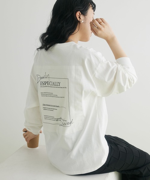 CRAFT STANDARD BOUTIQUE(クラフトスタンダードブティック)の「BOUTIQUE L/S TEE-D(Tシャツ/カットソー・レディース・オフホワイト/ブラック/カーキ・M/XL/L)」の1枚目の写真