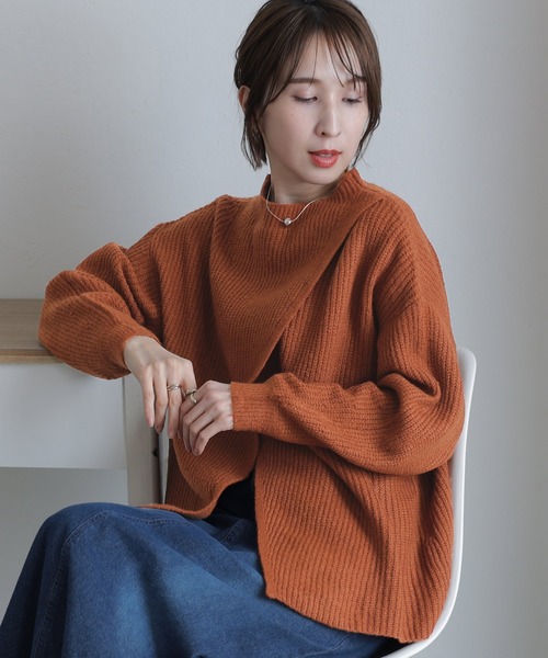 2wayクロスアシメセーター（ニット/セーター）｜ElegChic