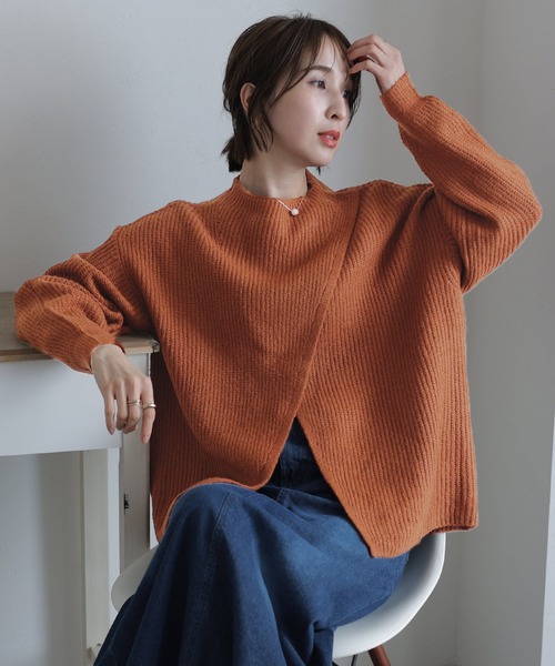 ElegChic(エレグシック)の「2wayクロスアシメセーター(ニット/セーター・レディース・ブラック/グレー/ベージュ/ライトグレー/ブラウン・M/XL/4L)」の13枚目の写真