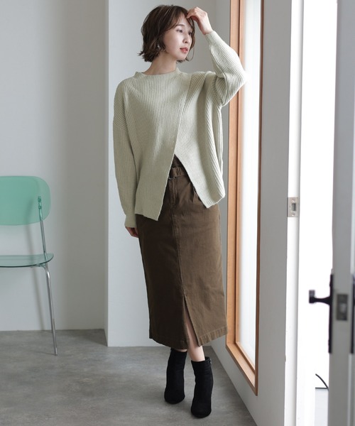 2wayクロスアシメセーター ElegChic ニット セーター 2wayクロスアシメセーター レディース