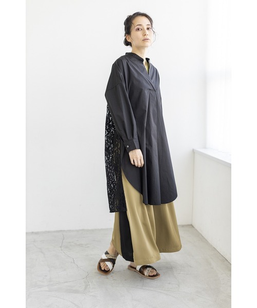 OSMOSIS（オズモーシス）の「バイカラーサイドタックパンツ（その他パンツ・レディース・ブラック/ベージュ/グリーン・ONE SIZE）」の6枚目の写真