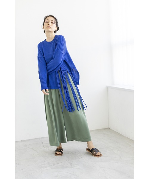 OSMOSIS（オズモーシス）の「バイカラーサイドタックパンツ（その他パンツ・レディース・ブラック/ベージュ/グリーン・ONE SIZE）」の7枚目の写真