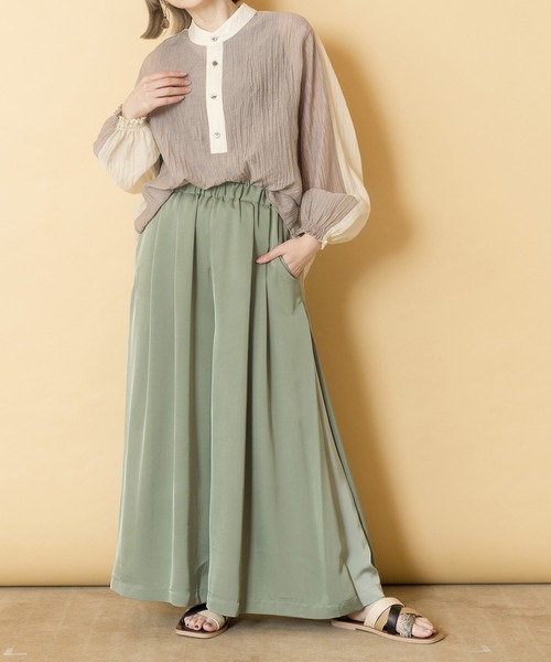 OSMOSIS（オズモーシス）の「バイカラーサイドタックパンツ（その他パンツ・レディース・ブラック/ベージュ/グリーン・ONE SIZE）」の13枚目の写真