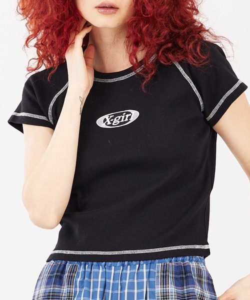 X-girl（エックスガール）の「BICOLOR STITCH S/S BABY TEE（T