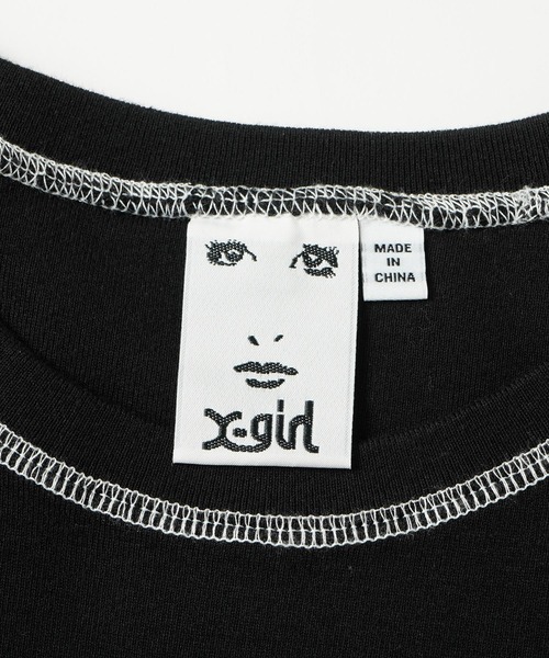 X-girl（エックスガール）の「BICOLOR STITCH S/S BABY TEE（Tシャツ/カットソー・レディース・ライトパープル/ホワイト/ブラック・S/M）」の14枚目の写真