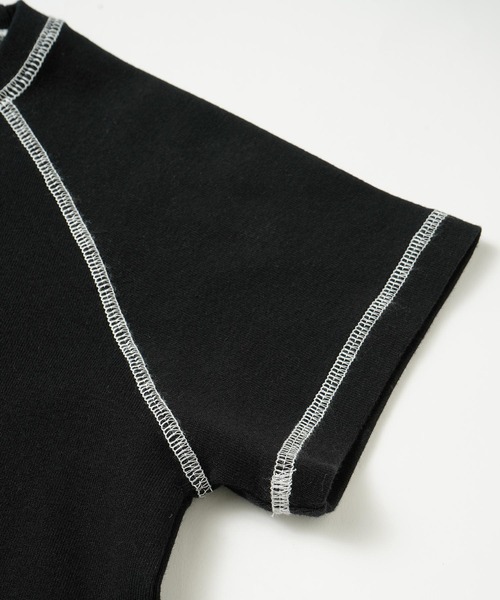 X-girl（エックスガール）の「BICOLOR STITCH S/S BABY TEE（Tシャツ/カットソー・レディース・ライトパープル/ホワイト/ブラック・S/M）」の8枚目の写真