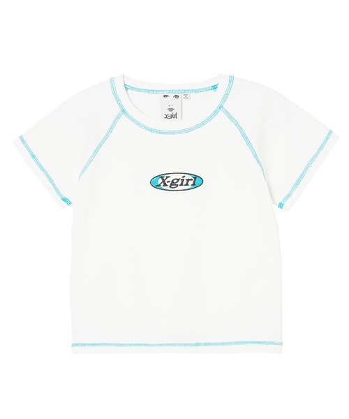 X-girl（エックスガール）の「BICOLOR STITCH S/S BABY TEE（Tシャツ/カットソー・レディース・ライトパープル/ホワイト/ブラック・S/M）」の21枚目の写真