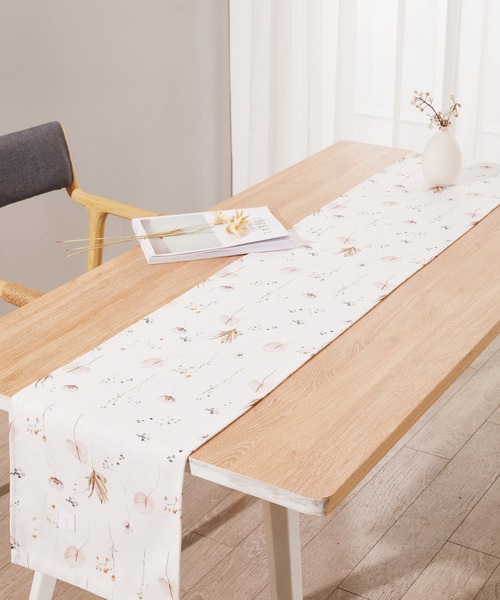SPOT ORDER テーブルリネン セール】天然リネン テーブルランナー 花柄（ランチョンマット