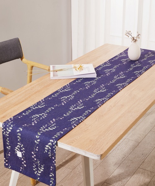 セール】天然リネン テーブルランナー 花柄（ランチョンマット