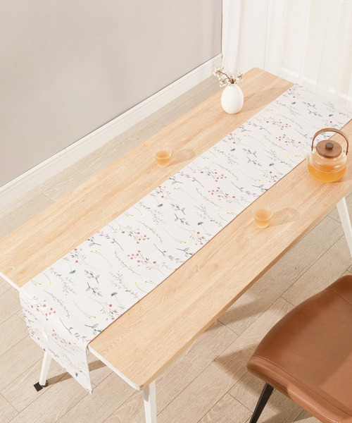 セール】天然リネン テーブルランナー 花柄（ランチョンマット