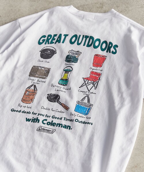 COLEMAN（コールマン）の「Coleman（コールマン）別注キャンプモチーフプリントTシャツ（Tシャツ/カットソー・メンズ・その他1/その他2/ホワイト/グレー/ベージュ/ダークグレー/その他3・XL/M/S/L）」の5枚目の写真