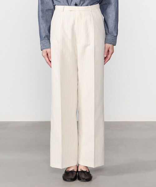 Morris & Sons（モリスアンドサンズ）の「MORRIS & SONS | ワイドスラックス ストライプ WOMEN（スラックス・レディース・ホワイト系その他/ブルー系その他5・1/0）」の7枚目の写真