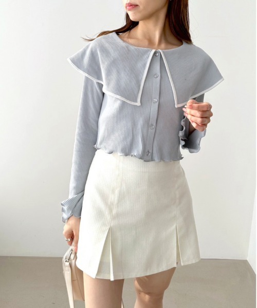 OLIVE des OLIVE(オリーブデオリーブ)の「バックレースアッププリーツミニスカート(スカート・レディース・チェック/スミクロ/ネイビー/オフホワイト・FREE)」の18枚目の写真