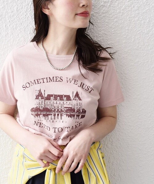 SHIPS（シップス）の「* オーガニックコットン アンティーク調 線画 TEE◆（Tシャツ/カットソー・レディース・ホワイト/チャコールグレー/ダークグレー/ライトピンク/ライトホワイト/ピンク・ONE SIZE）」の6枚目の写真