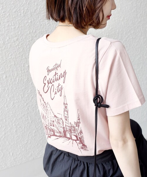 SHIPS（シップス）の「* オーガニックコットン アンティーク調 線画 TEE◆（Tシャツ/カットソー・レディース・ホワイト/チャコールグレー/ダークグレー/ライトピンク/ライトホワイト/ピンク・ONE SIZE）」の5枚目の写真