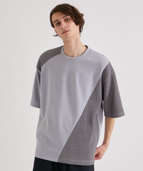 UNITED TOKYO（ユナイテッドトウキョウ）の「RIPPLEブロッキングカットソー（Tシャツ/カットソー・メンズ・ブルー/ブラック/グレー/ダークグレー・1/2/3）」の6枚目の写真