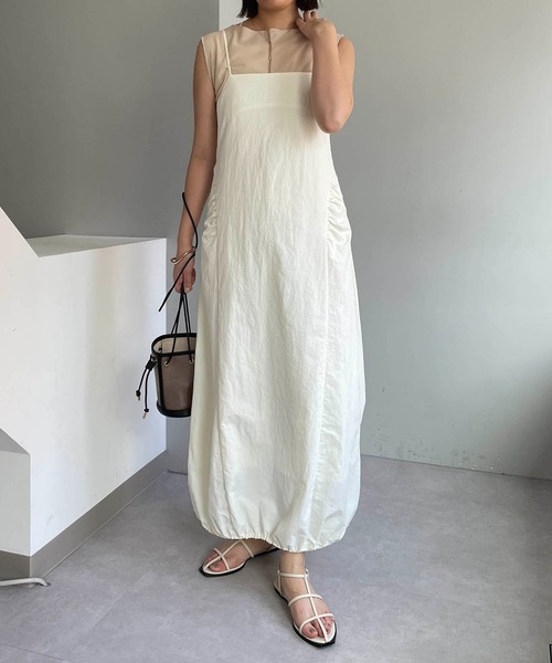 CAPRICIEUX LE'MAGE（カプリシューレマージュ）の「ドロストキャミワンピース（ワンピース・レディース・ブラック/ホワイト・FREE/S）」の5枚目の写真