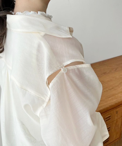 one after another NICE CLAUP(ワンアフターアナザーナイスクラップ)の「ハイネックインナーセット/マルチWAYシアーシャツ(シャツ/ブラウス・レディース・アイボリー/ライトピンク/ミント/モカ・FREE)」の9枚目の写真