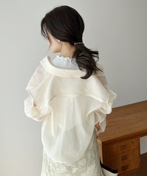 one after another NICE CLAUP(ワンアフターアナザーナイスクラップ)の「ハイネックインナーセット/マルチWAYシアーシャツ(シャツ/ブラウス・レディース・アイボリー/ライトピンク/ミント/モカ・FREE)」の11枚目の写真