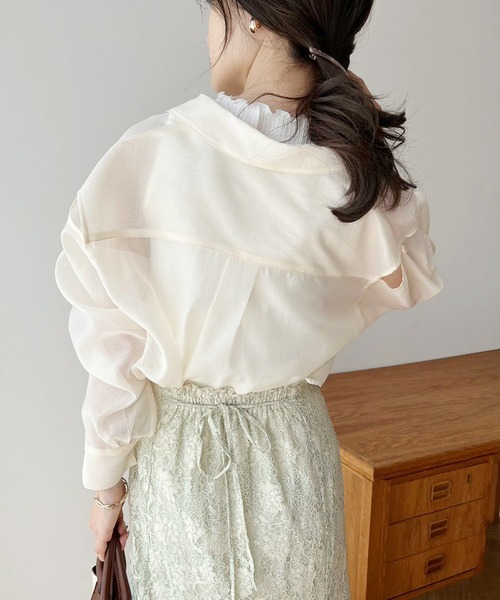 one after another NICE CLAUP(ワンアフターアナザーナイスクラップ)の「ハイネックインナーセット/マルチWAYシアーシャツ(シャツ/ブラウス・レディース・アイボリー/ライトピンク/ミント/モカ・FREE)」の12枚目の写真