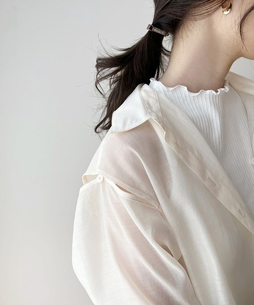 one after another NICE CLAUP(ワンアフターアナザーナイスクラップ)の「ハイネックインナーセット/マルチWAYシアーシャツ(シャツ/ブラウス・レディース・アイボリー/ライトピンク/ミント/モカ・FREE)」の8枚目の写真