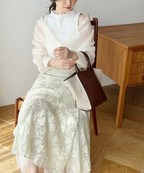 one after another NICE CLAUP(ワンアフターアナザーナイスクラップ)の「ハイネックインナーセット/マルチWAYシアーシャツ(シャツ/ブラウス・レディース・アイボリー/ライトピンク/ミント/モカ・FREE)」の7枚目の写真