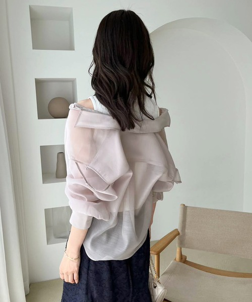 one after another NICE CLAUP(ワンアフターアナザーナイスクラップ)の「ハイネックインナーセット/マルチWAYシアーシャツ(シャツ/ブラウス・レディース・アイボリー/ライトピンク/ミント/モカ・FREE)」の17枚目の写真