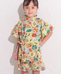 GIRL’Sフリルスリーブ甚平スーツFLOWERS/浴衣(90～140cm)