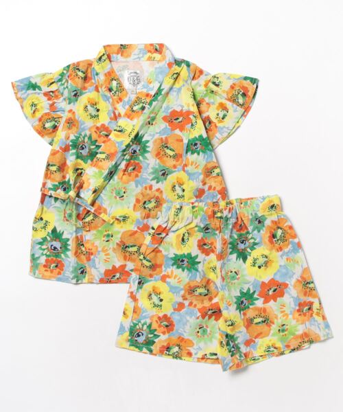 Ocean&Ground(オーシャン&グラウンド)の「GIRL’Sフリルスリーブ甚平スーツFLOWERS/浴衣(90~140cm)(浴衣・キッズ・マルチ/ブルー・90/100/110/120/130/140)」の12枚目の写真