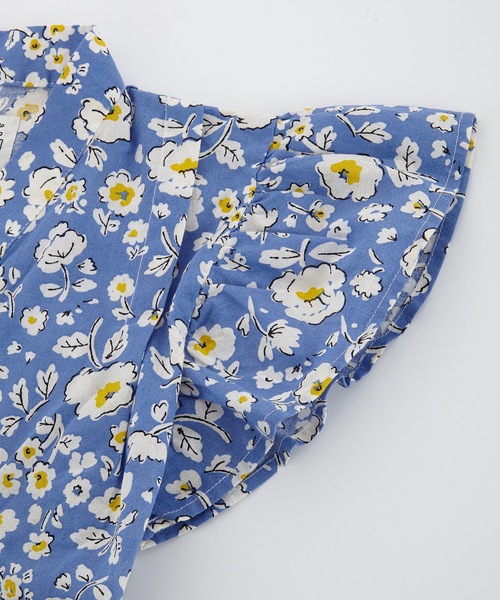Ocean&Ground(オーシャン&グラウンド)の「GIRL’Sフリルスリーブ甚平スーツFLOWERS/浴衣(90~140cm)(浴衣・キッズ・マルチ/ブルー・90/100/110/120/130/140)」の9枚目の写真