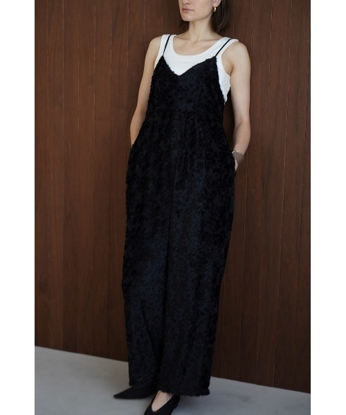 サロペット・オーバーオール・オールインワン CLANE FRINGE CAMISOLE ALL IN ONE Black CLANE（クラネ）の「FRINGE CAMISOLE ALL IN ONE（つなぎ