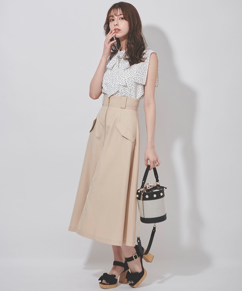 31 Sons de mode（トランテアン　ソン　ドゥ　モード）の「フラップポケットフレアスカート（スカート・レディース・ベージュ/ライトグリーン/グレー・38/36）」の20枚目の写真