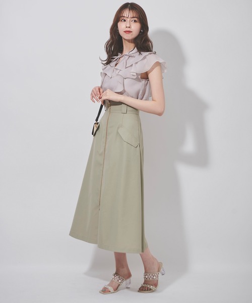 31 Sons de mode（トランテアン　ソン　ドゥ　モード）の「フラップポケットフレアスカート（スカート・レディース・ベージュ/ライトグリーン/グレー・38/36）」の21枚目の写真
