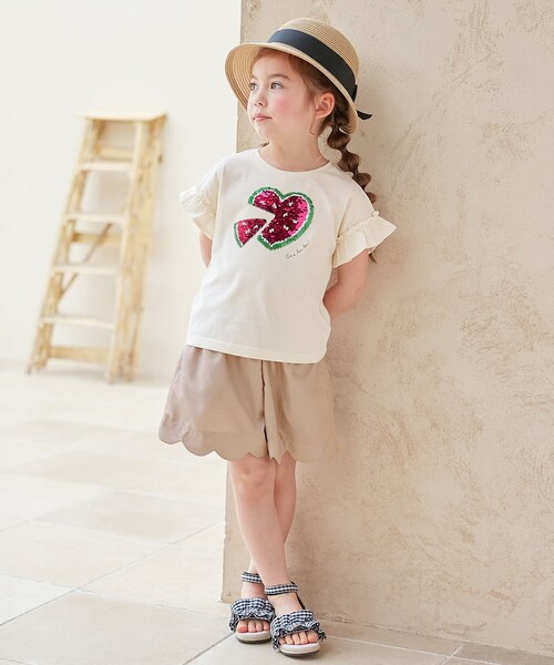 ANY(エニィ)の「接触冷感 ミラクルスパンコール Tシャツ(Tシャツ/カットソー・キッズ・アイボリー系/サックスブルー系/ピンク系・100/110/130/120)」の4枚目の写真