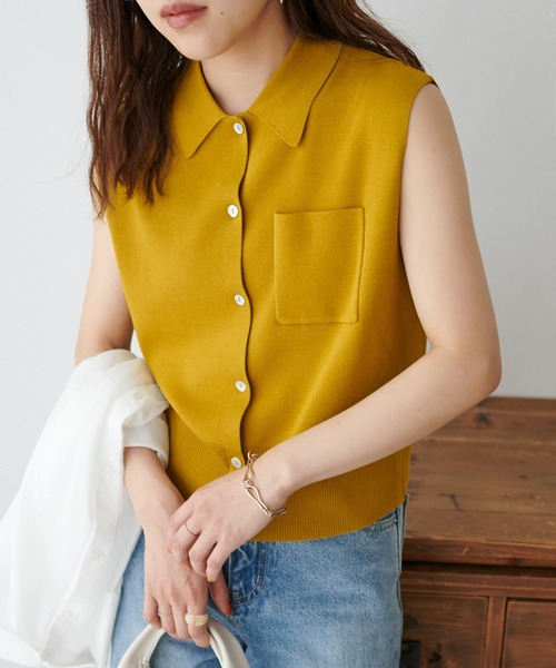 大*福様 cccmalie ノースリーブニット 襟付き 襟付きノースリニット深Uネックニットセット（ニット/セーター