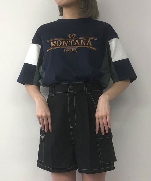 179/WG（イチナナキュウダブルジー）の「配色Tシャツ（Tシャツ/カットソー・レディース・オフホワイト/オートミール/ネイビー・FREE）」の3枚目の写真