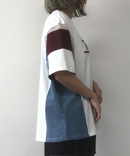 179/WG（イチナナキュウダブルジー）の「配色Tシャツ（Tシャツ/カットソー・レディース・オフホワイト/オートミール/ネイビー・FREE）」の6枚目の写真