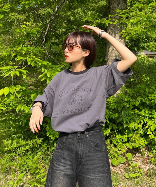 WudgeBoy（ワッジボーイ）の「WudgeBoy lion logo ringar Tee（Tシャツ/カットソー・レディース・カーキ/スミクロ/ネイビー・MEDIUM/LARGE）」の9枚目の写真