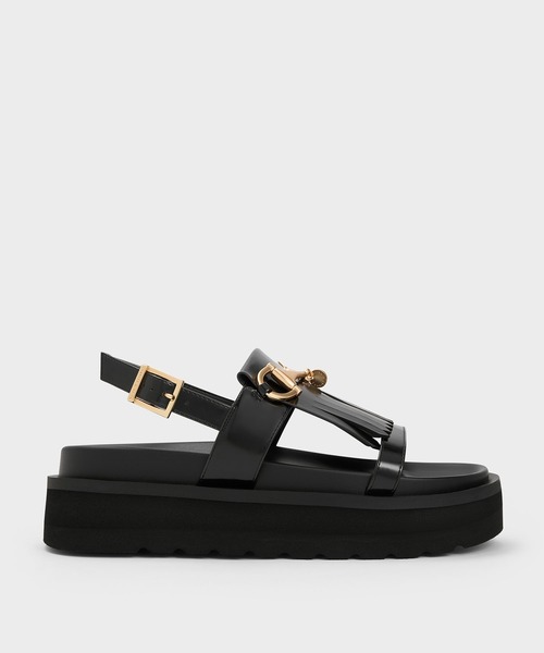 CHARLES & KEITH(チャールズ & キース)の「ホースビット&フリンジ プラットフォームサンダル(サンダル・レディース・ブラック系その他7/ホワイト・23cm/23.5cm/24.5cm/25cm/25.5cm/22.5cm)」の2枚目の写真