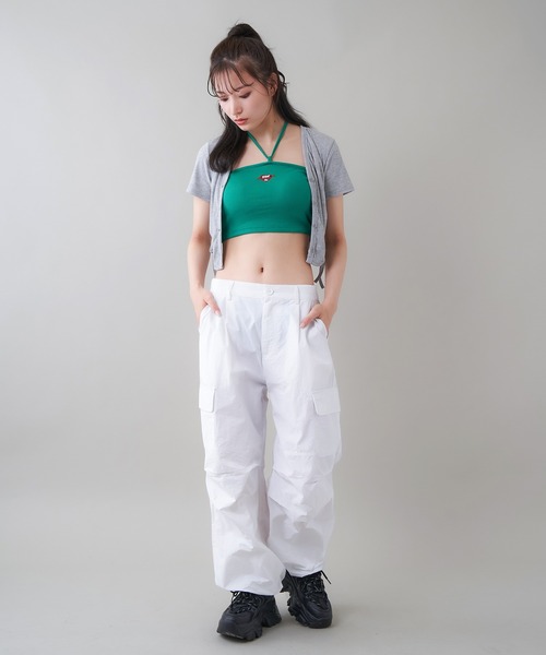 SPINNS（スピンズ）の「【セット対応商品】カップ付き ワンポイント刺繍デザイン ベアトップ（チューブトップ・レディース・オートミール/パープル/ピンク/グリーン/ブラック・ONESIZE）」の18枚目の写真