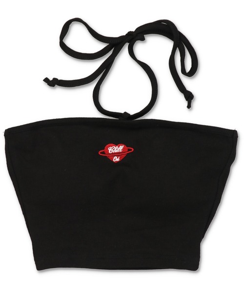 SPINNS（スピンズ）の「【セット対応商品】カップ付き ワンポイント刺繍デザイン ベアトップ（チューブトップ・レディース・オートミール/パープル/ピンク/グリーン/ブラック・ONESIZE）」の9枚目の写真