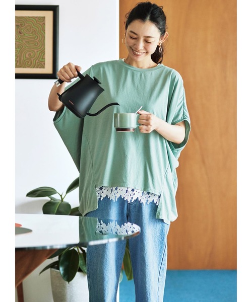 and myera（アンド マイラ）の「ａｎｄ　ｍｙｅｒａ　ベーシックじゃないＴシャツ（Tシャツ/カットソー・レディース・グリーン・MEDIUM/LARGE/X-LARGE/SMALL）」の2枚目の写真