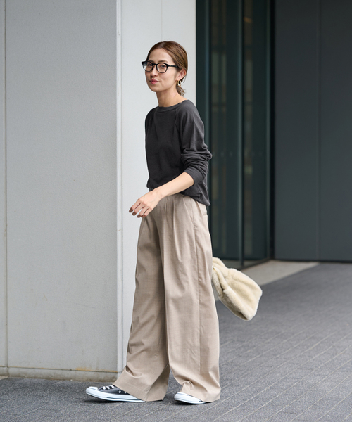 FRAMeWORK（フレームワーク）の「≪追加≫スラブベア天竺プルオーバー（Tシャツ/カットソー・レディース・スミクロ/グレー/ホワイト・FREE）」の5枚目の写真